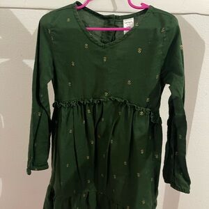 Carter's Forest Green Kids Dress with Floral Accents